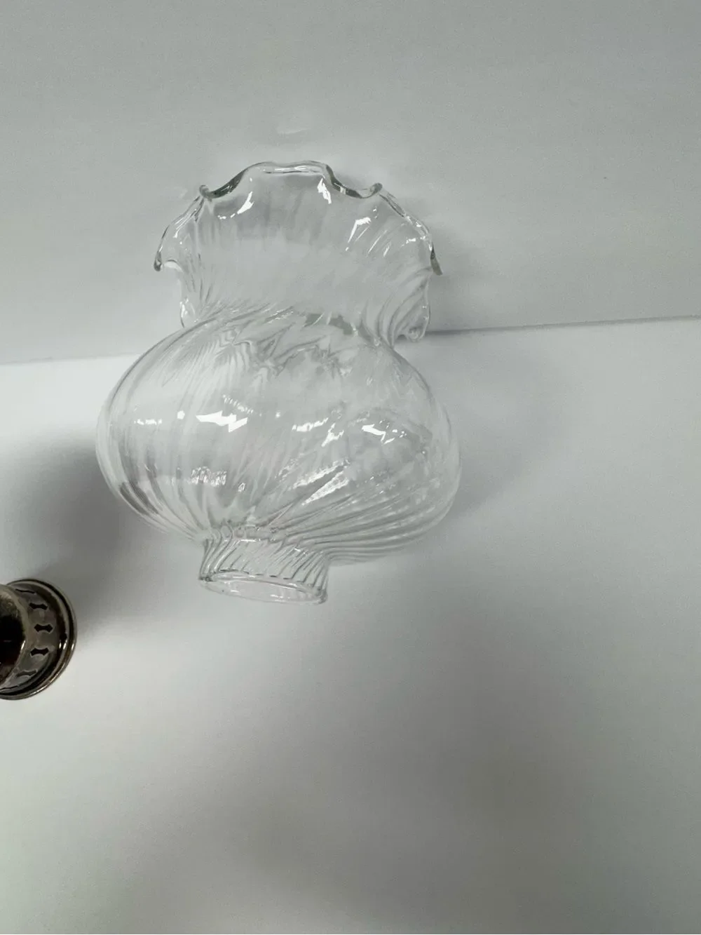 Towle Classic Clear Glass Hurricane Lamp with Silver Plated Base